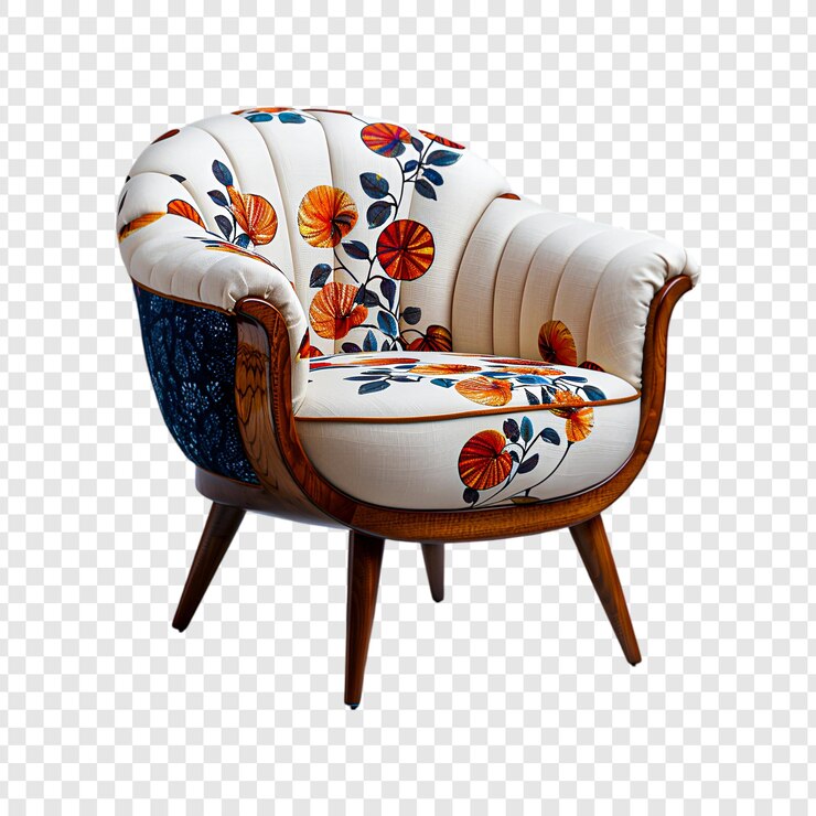 PSD fauteuil à dos isolé sur fond transparent