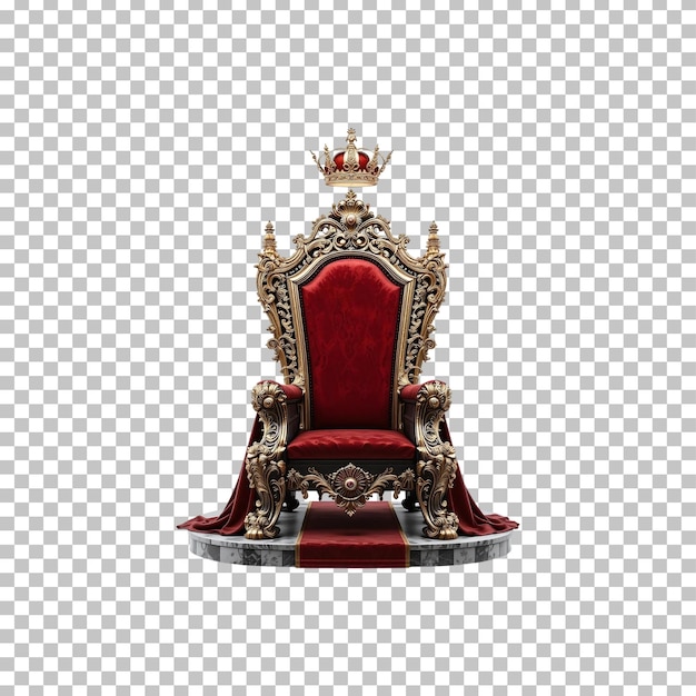 Le fauteuil du trône royal isolé sur un fond transparent