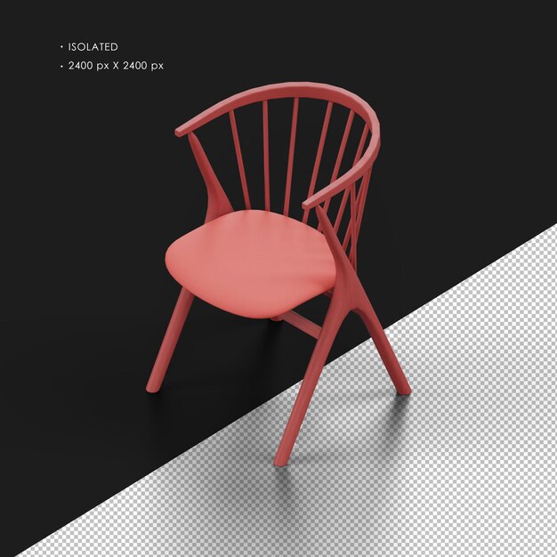 Fauteuil isolé réaliste excentrique rouge en bois massif isométrique en haut à gauche à l'avant