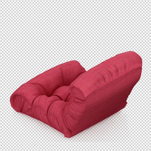 Fauteuil isométrique rendu 3D isolé