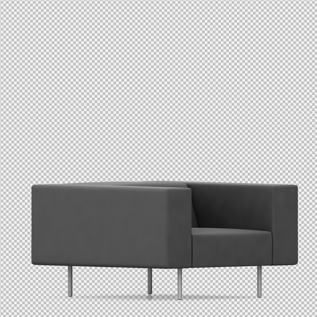 Fauteuil isométrique rendu 3D