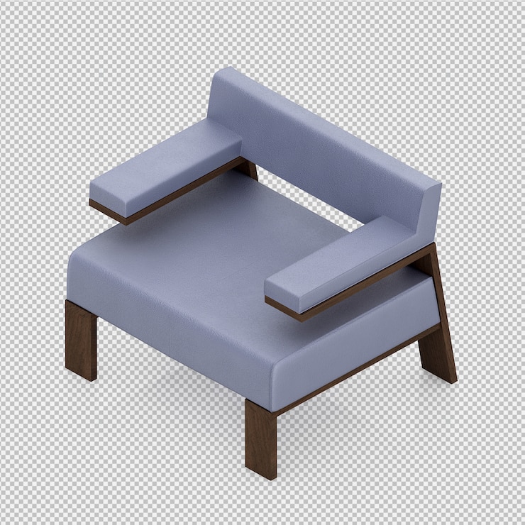 PSD fauteuil isométrique rendu 3d