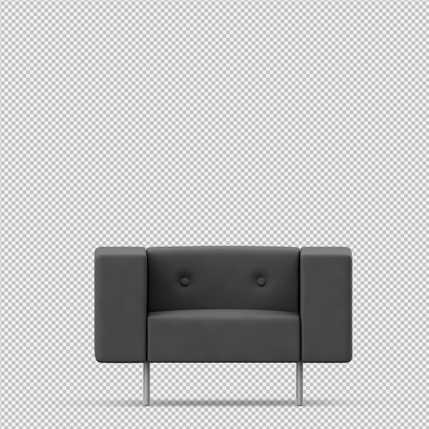 Fauteuil isométrique rendu 3D