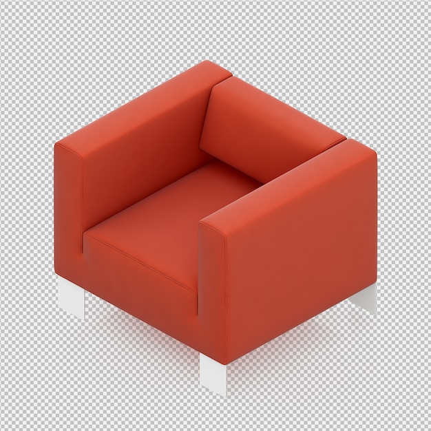 Fauteuil Isométrique Rendu 3d