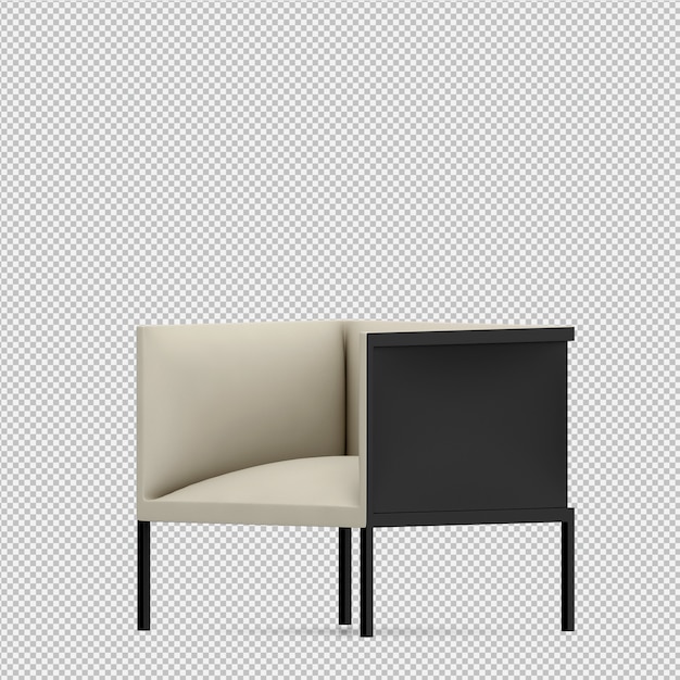 Fauteuil isométrique rendu 3D