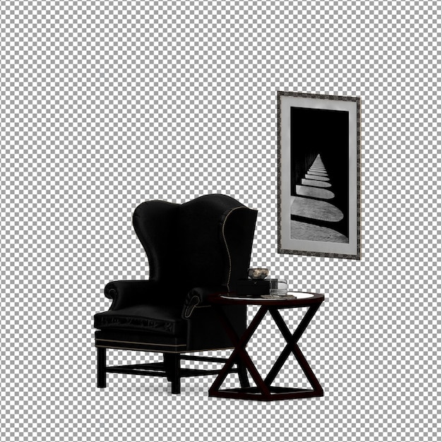 PSD fauteuil minimaliste en rendu 3d