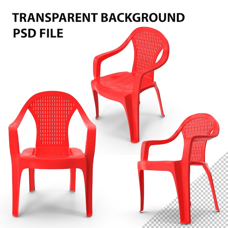PSD fauteuil en plastique perforé rouge png