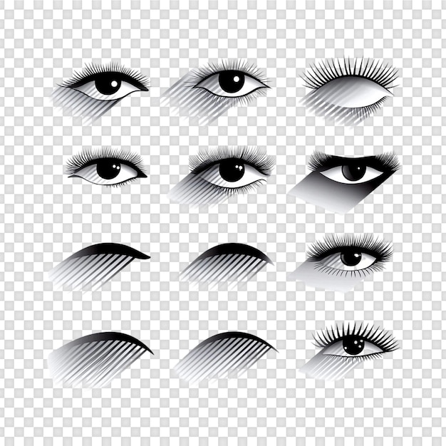 faux cils isolés sur un fond transparent