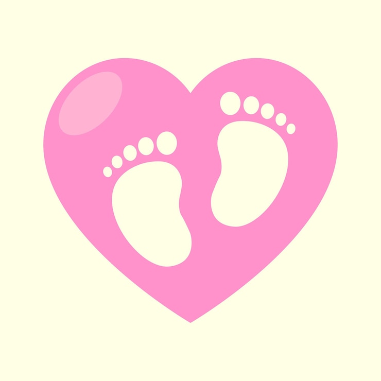 PSD favorite baby boy and girl feet with pink heart the concept of love care and motherhood