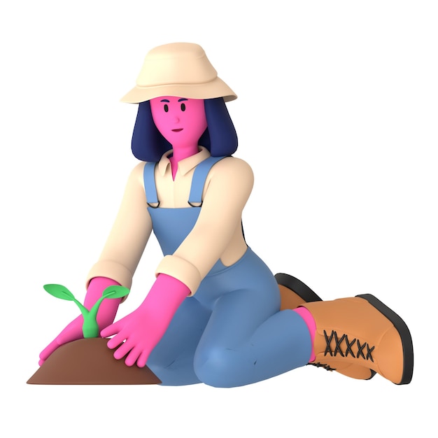 Fazendeira plantando agricultura na aldeia
