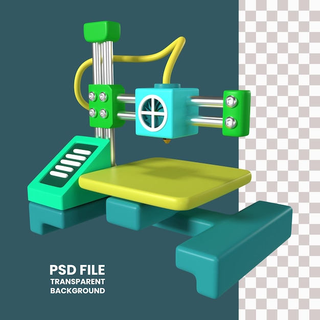 PSD fdm mini impresora 3d icono de ilustración 3d