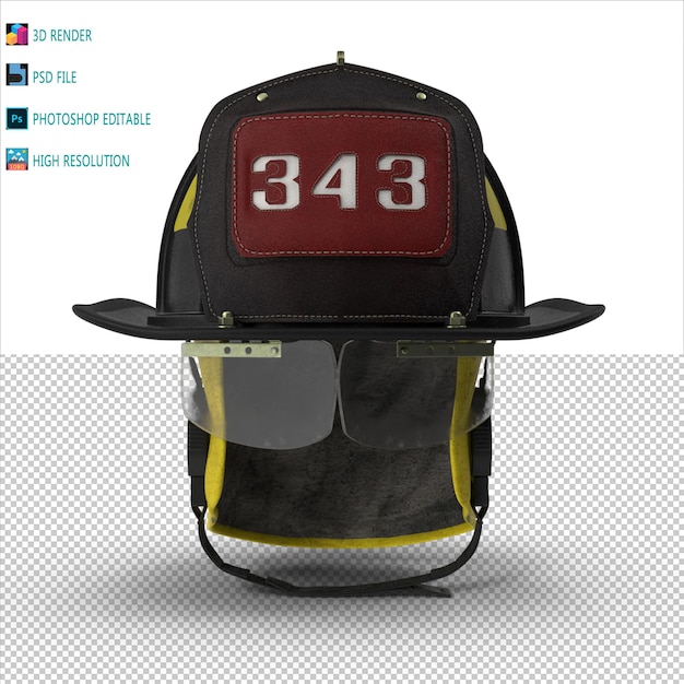 FDNY Helmet 3D Render PSD