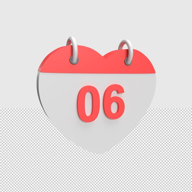 Fecha del calendario 3D 06 Ilustración de objeto renderizado
