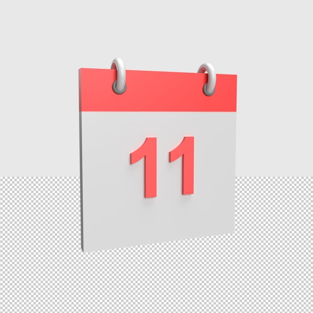 Fecha del calendario 3D 11 Ilustración de objeto renderizado