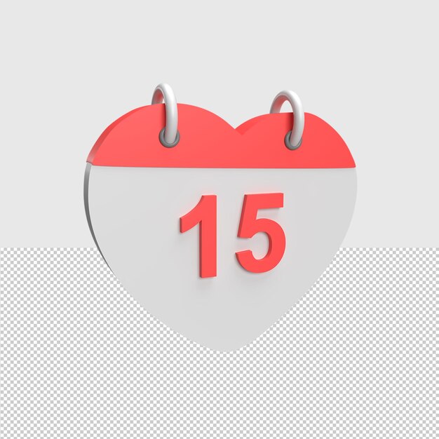 Fecha del calendario 3D 15 Ilustración de objeto renderizado