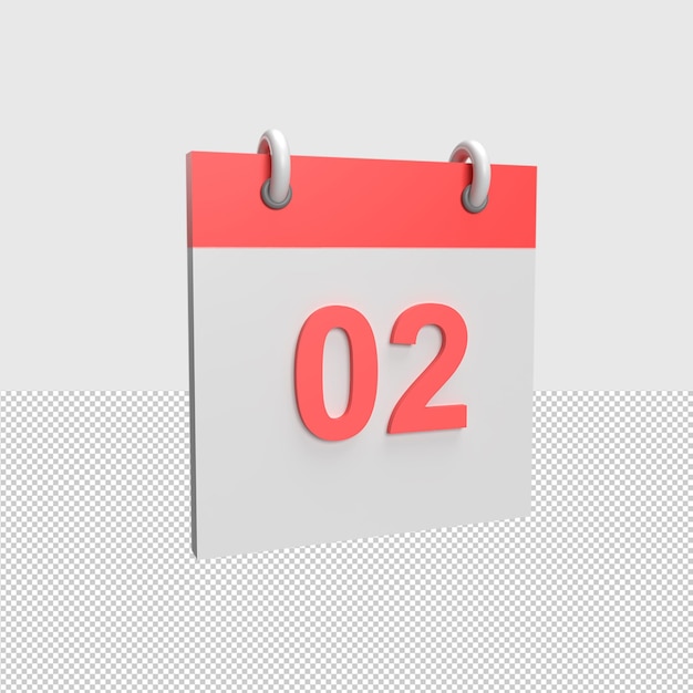 Fecha del calendario 3D 2 Ilustración de objeto renderizado