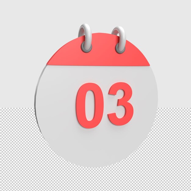 Fecha del calendario 3D 3 Ilustración de objeto renderizado