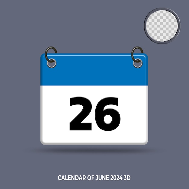 PSD fecha del calendario 3d de junio de 2024