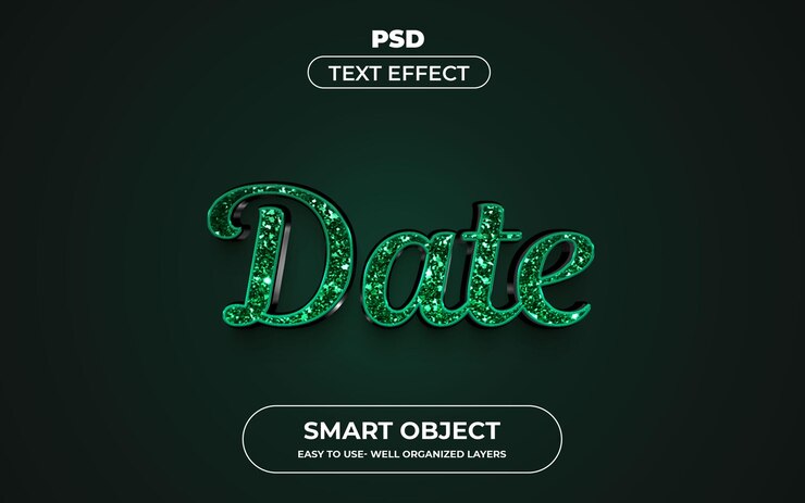 PSD fecha estilo de efecto de texto editable en 3d plantilla psd premium con fondo