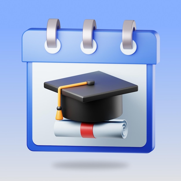 fecha de graduación Ilustración gráfica en 3D
