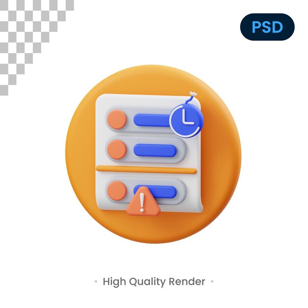 Fecha límite 3D Render Ilustración Premium Psd