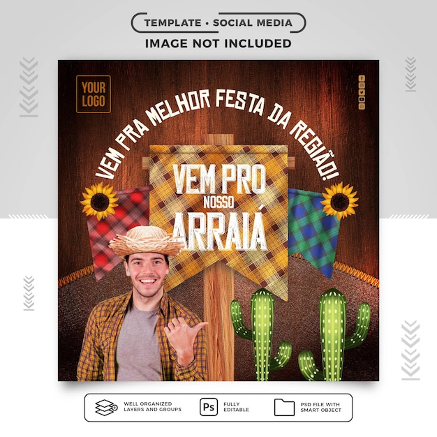 PSD feed das redes sociais festa junina vem pro nosso arraia