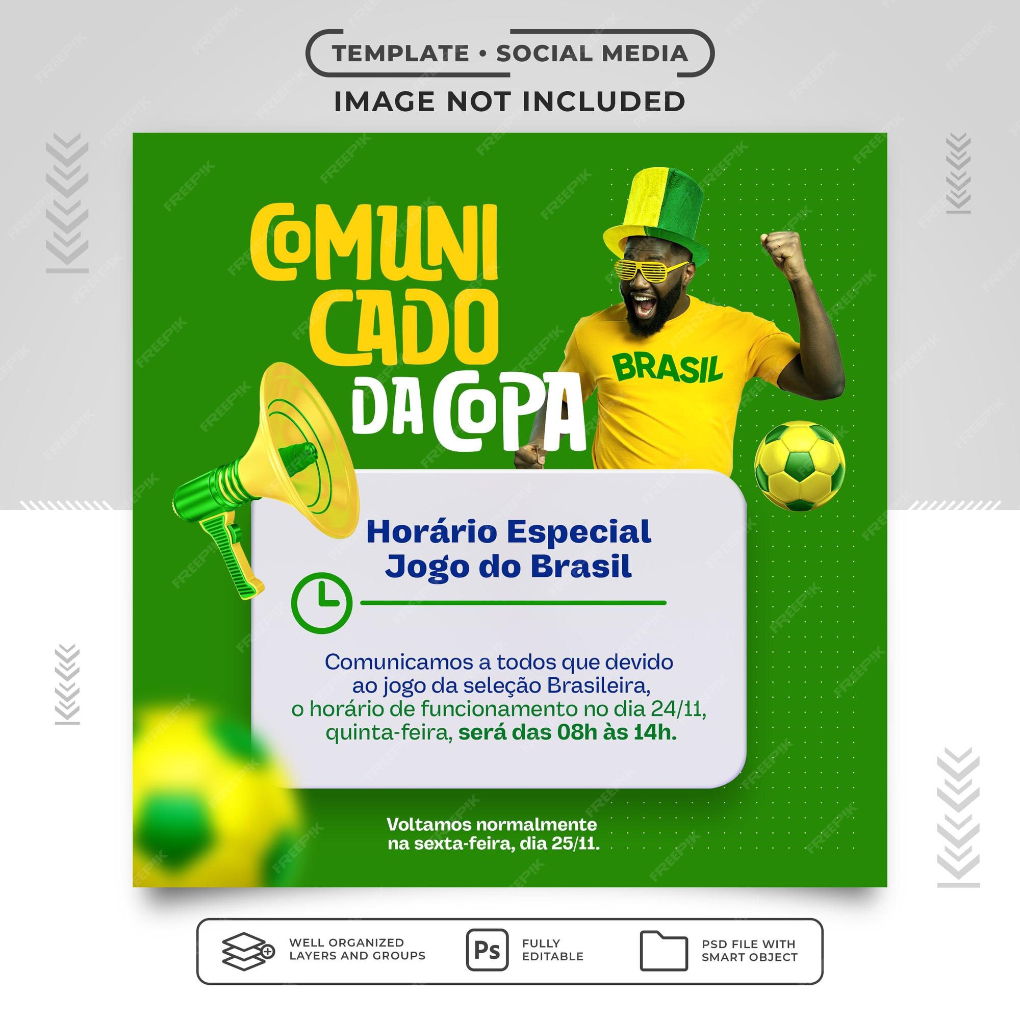 Horário Jogos do Brasil Social Media PSD Editável [download] - Designi