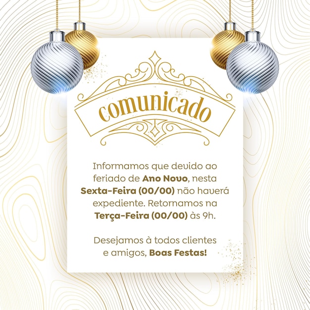 Feed de mídia social Anúncio de feriado de Ano Novo