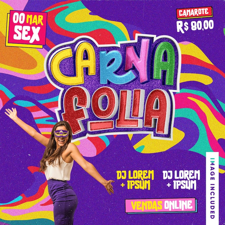 PSD feed de mídia social carna folia para eventos