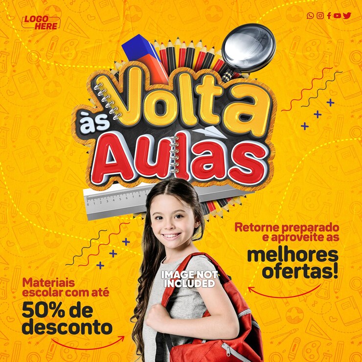 PSD feed de mídia social de volta à escola com as melhores ofertas