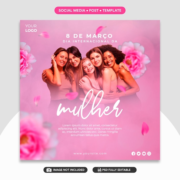 Feed de mídia social do dia da mulher da PSD