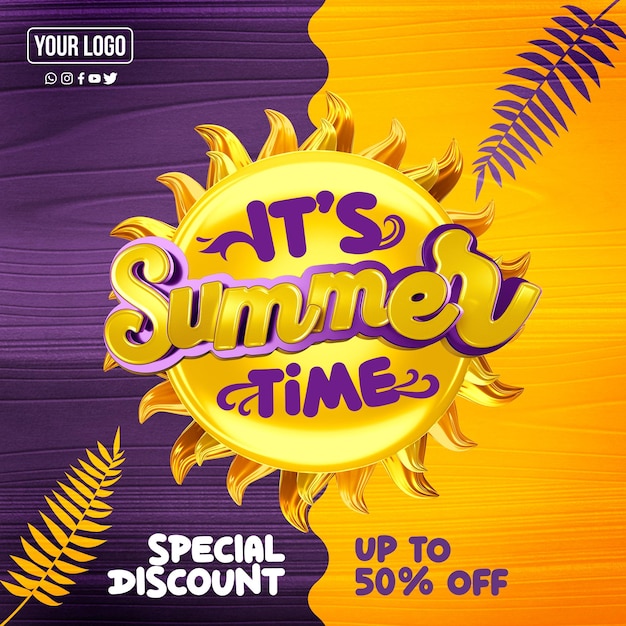 feed de mídia social é desconto especial de verão até 50 de desconto