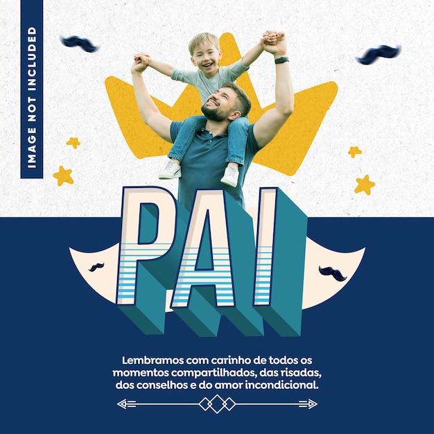 PSD feed de mídia social feliz dia dos pais, pai, eu te amo para sempre