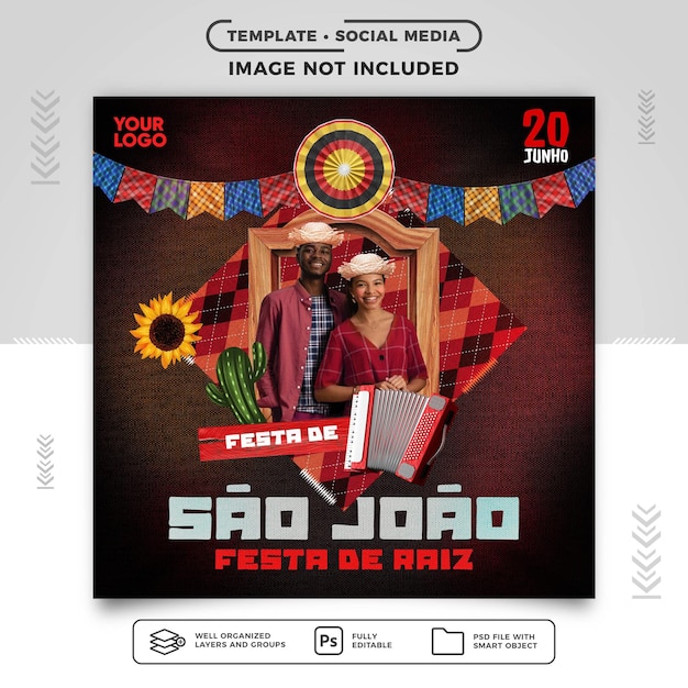 PSD feed de mídia social festa de são joão para a festa junina