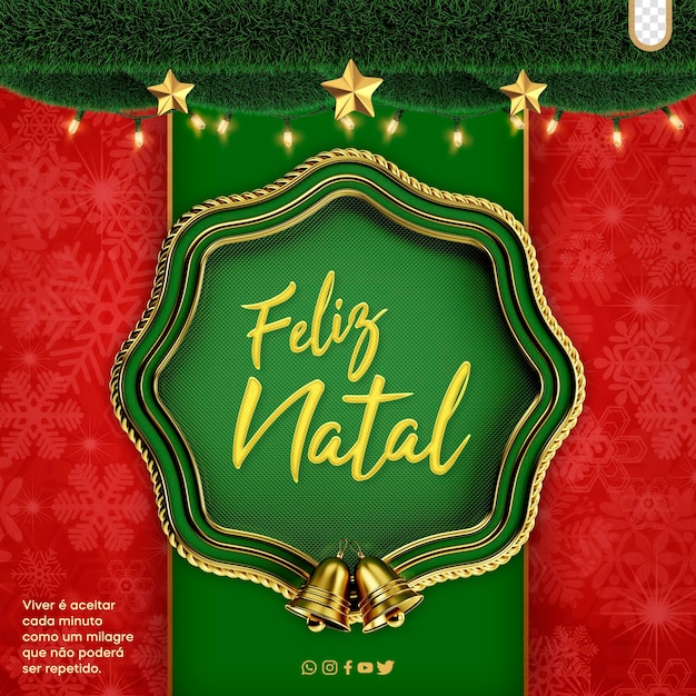 Feed de mídia social instagram feliz natal para campanhas feliz natal no brasil