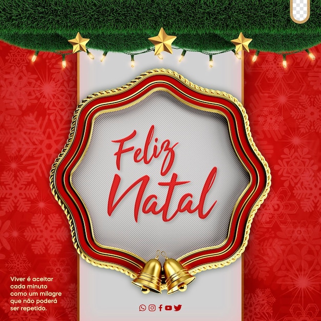 PSD feed de mídia social instagram feliz natal para campanhas feliz natal no brasil