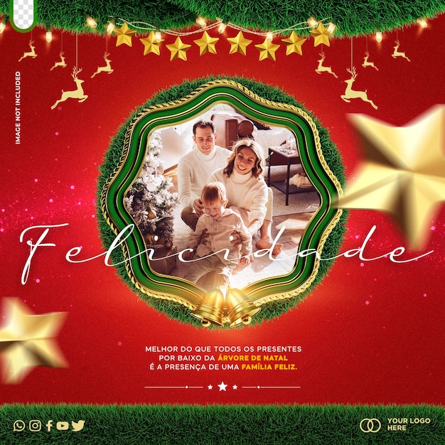 feed de mídia social instagram feliz natal para campanhas feliz natal no brasil