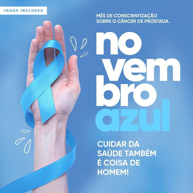 PSD feed de mídia social, mês de conscientização azul de novembro