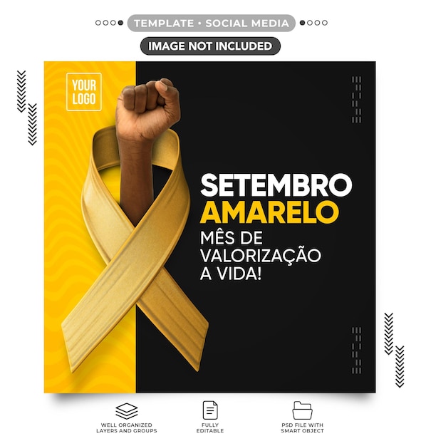 PSD feed de mídia social mês de valorização da vida setembro amarelo