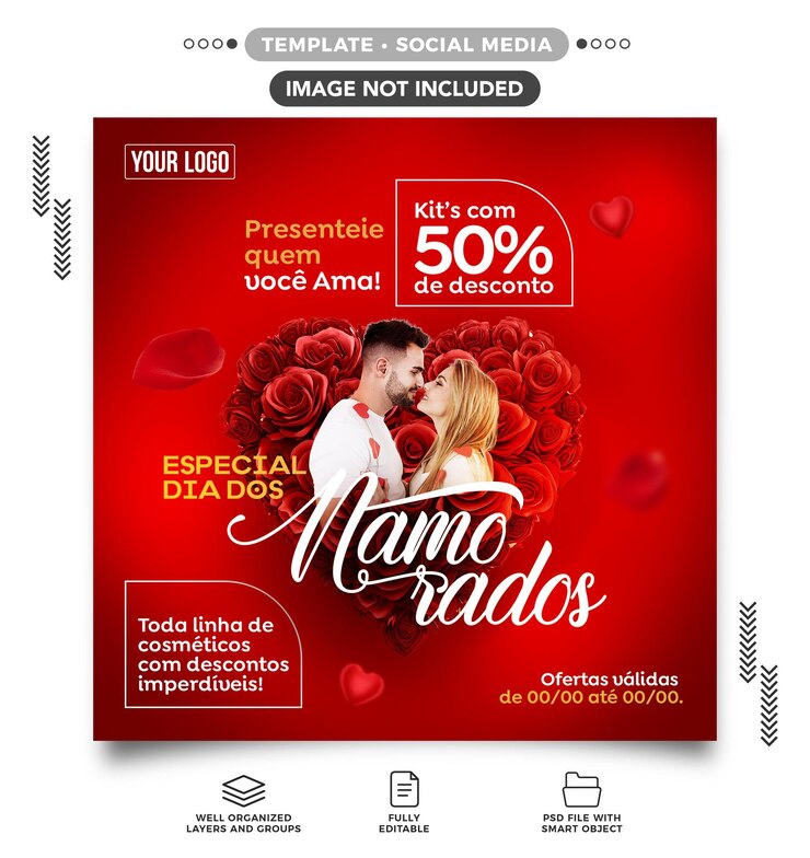 PSD feed de mídia social promoção de feliz dia dos namorados para lojas