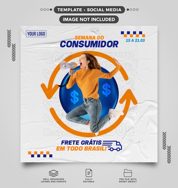 Feed de mídia social semana do consumidor para vendas