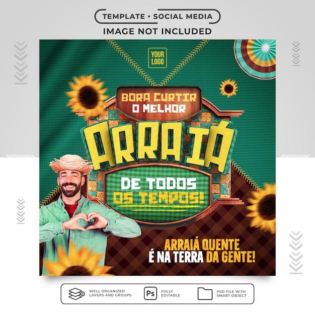 Feed de mídia social, vamos aproveitar a melhor arraia de todos os tempos