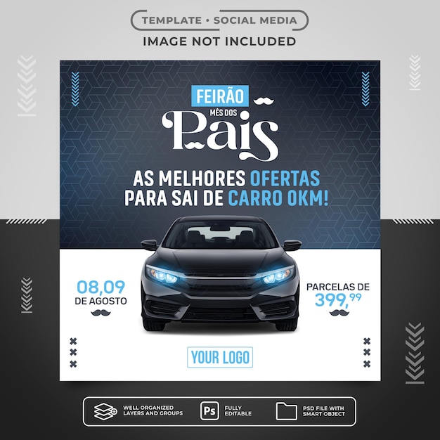 PSD feed de mídia social zero carro promoção mês dos pais!