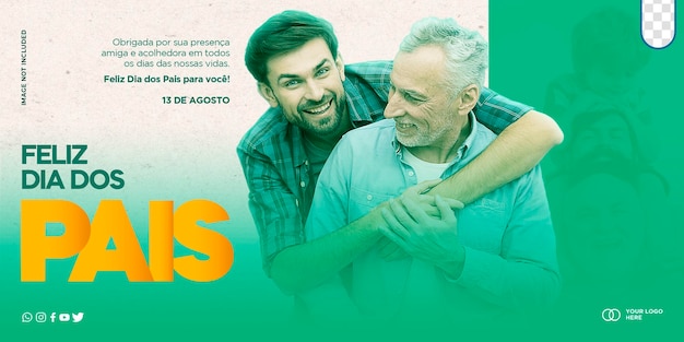 feed de postagem de modelo de mídia social e banner comemorando o dia dos pais dia dos pais no brasil