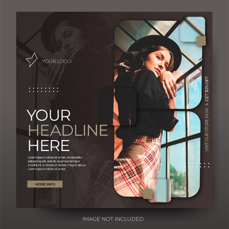 PSD feed di post sui social media di instagram di moda marrone alla moda