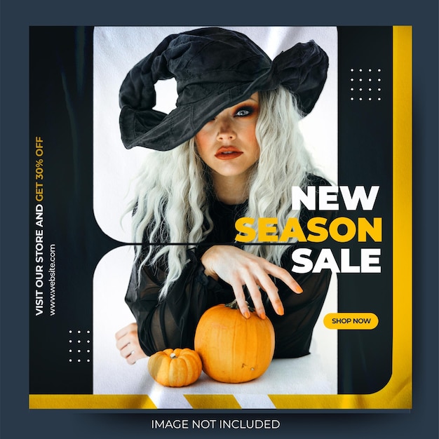 PSD feed dinâmico de postagem em mídia social de moda de halloween