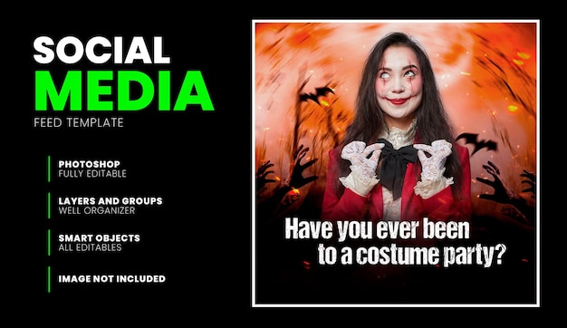 PSD feed de fiesta de disfraces de halloween