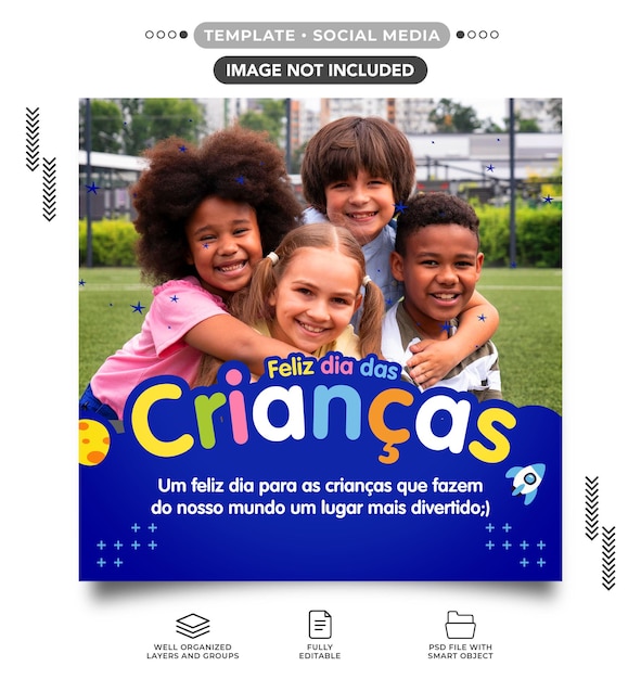 PSD feed de plantilla feliz día del niño en brasil