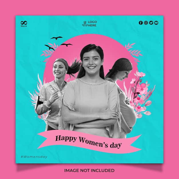 PSD feed de redes sociales del día de la mujer creativa