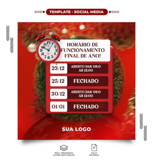 PSD feed de redes sociales de psd horario de apertura de navidad redes sociales